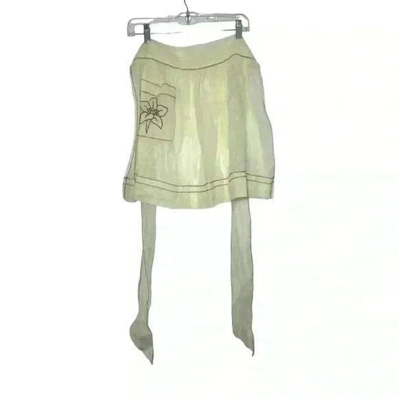 Kitchen Apron Sheer Buttery Yellow Lilly Floral 50s vintage Embroidered - Picture 6 of 6